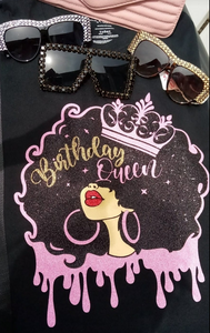 Birthday Queen Glitter Tee