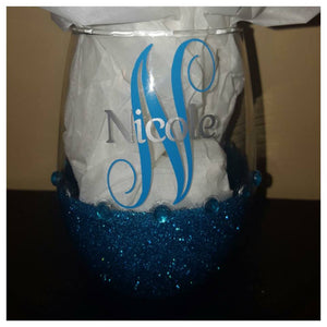 Personalized Bling Candy Coated StemLess Sipper