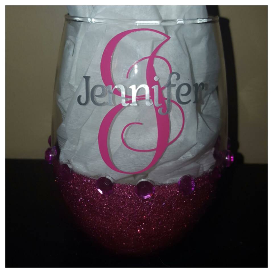 Personalized Bling Candy Coated StemLess Sipper