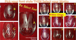 Etch'd "Motto" Personalized StemLess Sipper